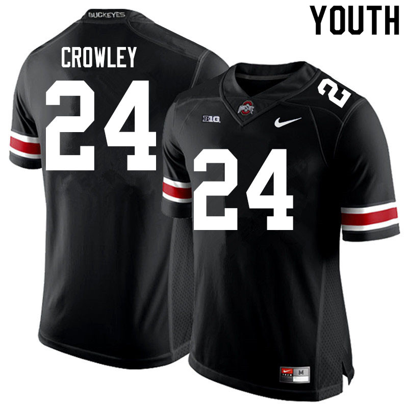 Ohio State Buckeyes Marcus Crowley Youth #24 Black Authentic Stitched College Football Jersey